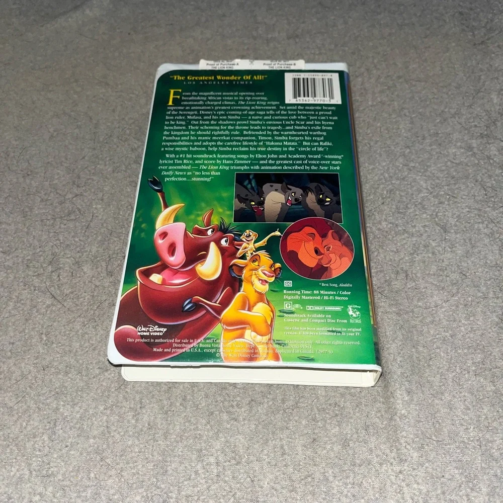 Disney’s Masterpiece Collection The Lion King VHS Movie 2977